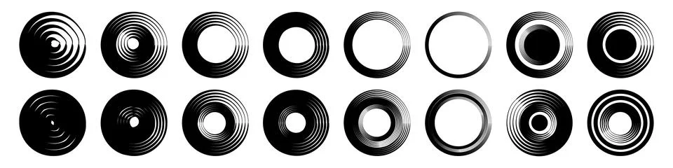 Set of abstract circle. Black round frames. Elements for design. Vector Illustrazione stock