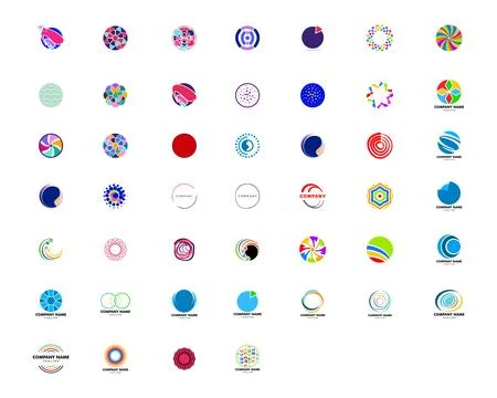 Set of Abstract Circle Logo Design Template Stock Illustration