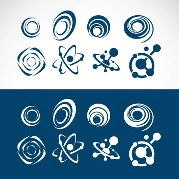 Set of abstract circle logo elements swirl design Stock Illustration