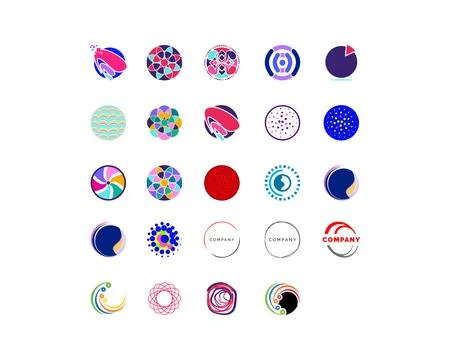 Set of Abstract Circle Logo Template Stock Illustration
