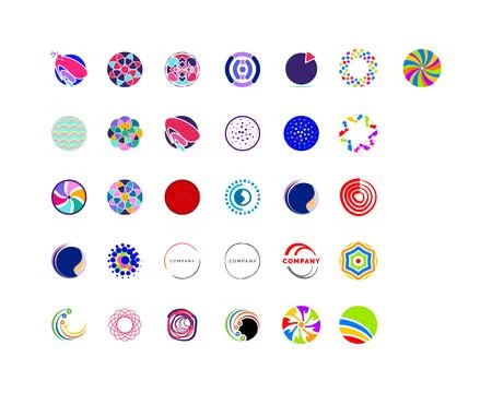 Set of Abstract Circle Logo Template Stock Illustration