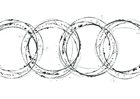 Set of abstract Circles. Black and white painted Circles and splatters Stock Illustration