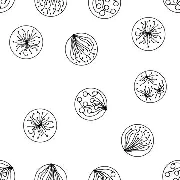 A set of abstract circles. Graphic elements. Drawn by hand. Seamless pattern Illustrazione stock