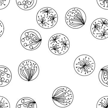 A set of abstract circles. Graphic elements. Drawn by hand. Seamless pattern Stock Illustration