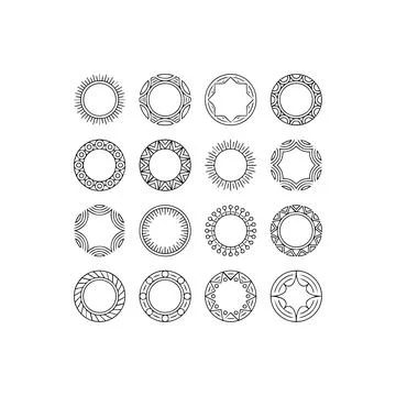 Set of abstract circular geometric patterns. Vector icon design. Stock Illustration