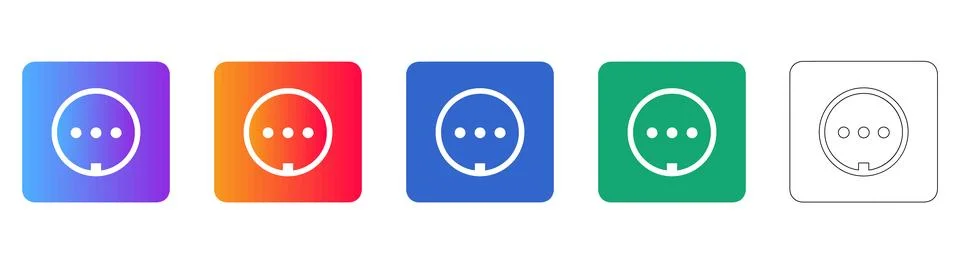 Set of Abstract Circular Icons with Three Dots in Gradient Colors 스톡 일러스트