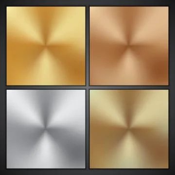 Set of abstract circular metallic textures Stock Illustration