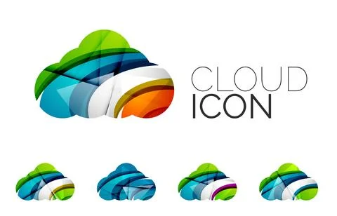 Set of abstract cloud computing icons, business logotype concepts, clean modern 스톡 일러스트
