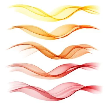 Set abstract color wave. Vector smoke lines Stock Illustration