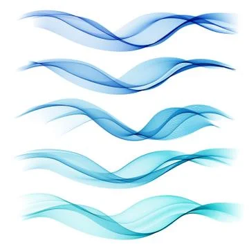 Set abstract color wave. Vector smoke lines Stock Illustration