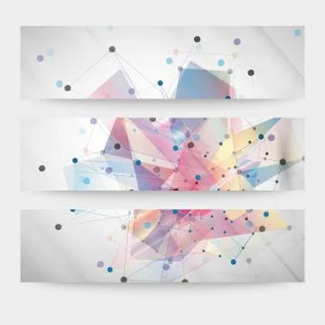 Set of abstract colored backgrounds, triangle design vector illustration Stock Illustration