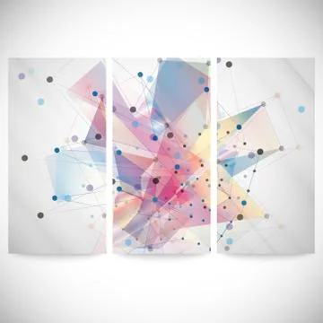 Set of abstract colored backgrounds, triangle design vector illustration Stock Illustration