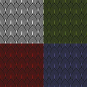 Set of abstract colored seamless patterns. Stock Illustration