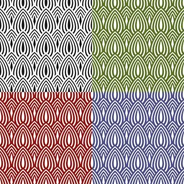 Set of abstract colored seamless patterns. Stock Illustration