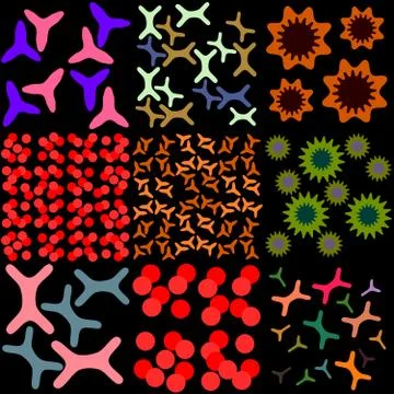 Set of abstract colorful backgrounds with stylized research motive Stock Illustration