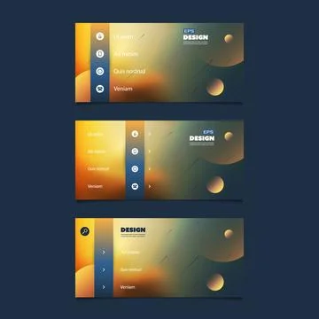 Set of Abstract Colorful Blurred Header, Banner or User Interface Templates.. Illustrazione stock