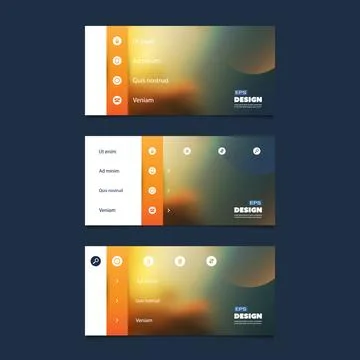 Set of Abstract Colorful Blurred Header, Banner or User Interface Templates.. Stock Illustration