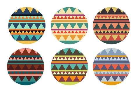 Set of abstract colorful circles in African style Stock Illustration
