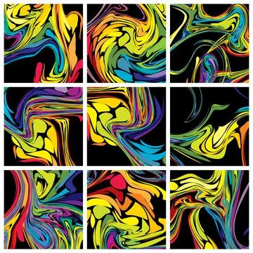 Set of abstract colorful marble texture Stock Illustration