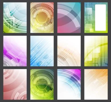 Set of abstract colorful vector glowing background. Flyer, brochure or corpor Stock Illustration