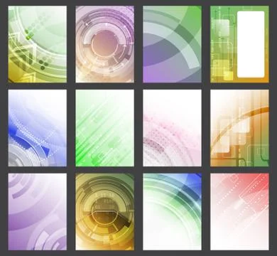 Set of abstract colorful vector glowing background. Flyer, brochure or corpor Stock Illustration