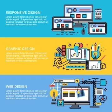 Set of abstract concepts design process Stock Illustration