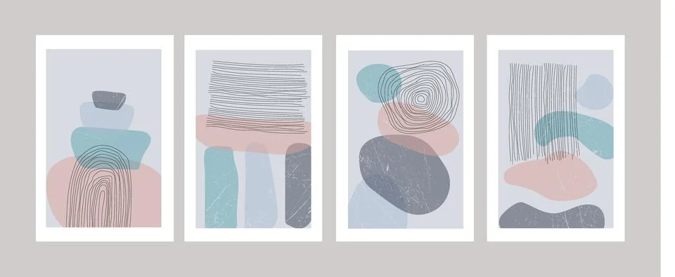 Set of abstract creative minimalist art compositions Stock Illustration