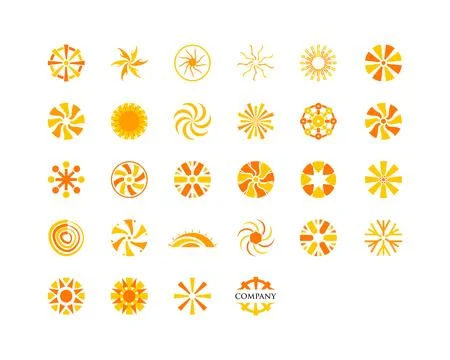 Set of Abstract creative sun logo design Stock Illustration