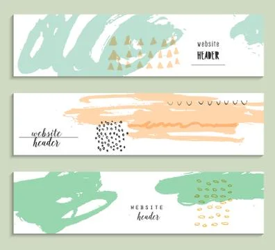Set of abstract creative watercolor headers for website. Abstract backgrounds Stock Illustration