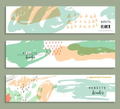 Set of abstract creative watercolor headers for website. Abstract backgrounds Stock Illustration