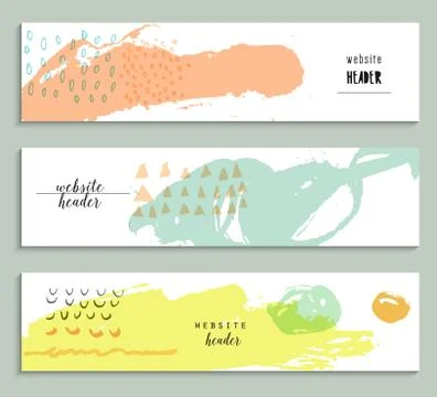 Set of abstract creative watercolor headers for website. Abstract backgrounds Stock Illustration