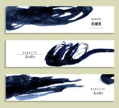 Set of abstract creative watercolor headers for website. Abstract backgrounds Stock Illustration