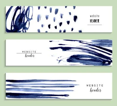 Set of abstract creative watercolor headers for website. Abstract backgrounds Stock Illustration