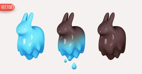 Set of abstract cute rabbit. Chinese lunar calendar new year 2023 horoscope t Stock Illustration
