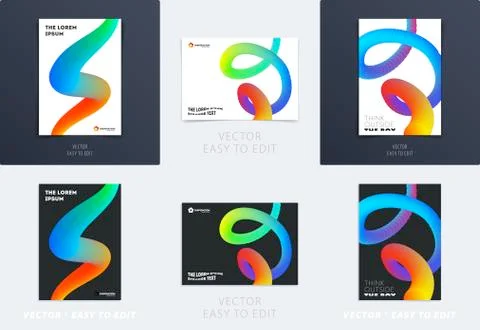 Set. Abstract design brochure cover, creative flyer in A4 with colourful Illustrazione stock