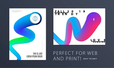 Set. Abstract design brochure cover, creative flyer in A4 with colourful Stock Illustration