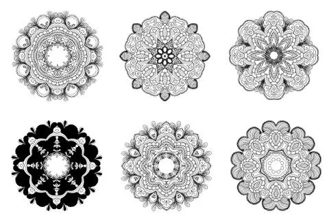 Set of abstract design element. Round mandalas Stock Illustration