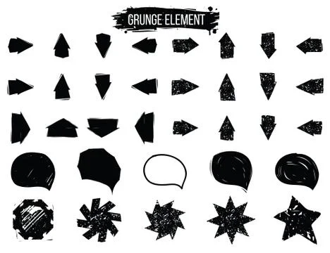 Set of abstract design elements, arrows and bubble speech Illustrazione stock