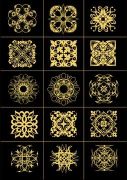 Set of abstract design elements. Hand drawn vector illustration Stock Illustration