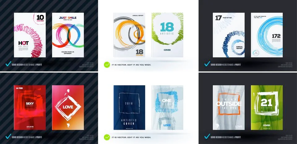 Set of abstract design vector, template cover, poster, flyer Stock Illustration