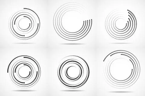 Set of abstract dotted circles. Dots in circular form Stock Illustration