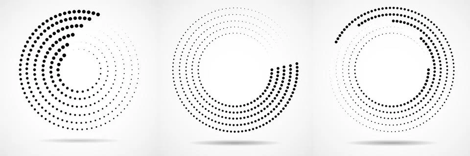 Set of abstract dotted circles. Dots in circular form. Vector design element Stock Illustration