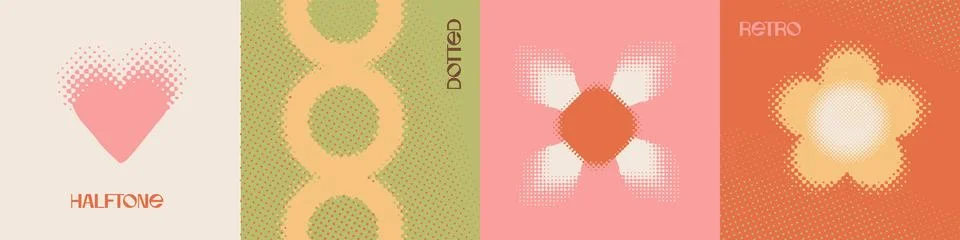 Set of abstract elegance retro halftone backgrounds with dotted simple elements イラスト素材
