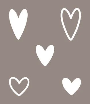 A set of abstract elements for the design of white hearts. Stock Illustration