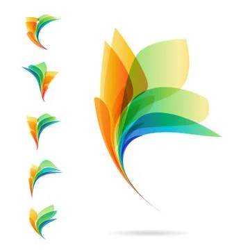 Set of abstract elements, logos of petals Stock Illustration