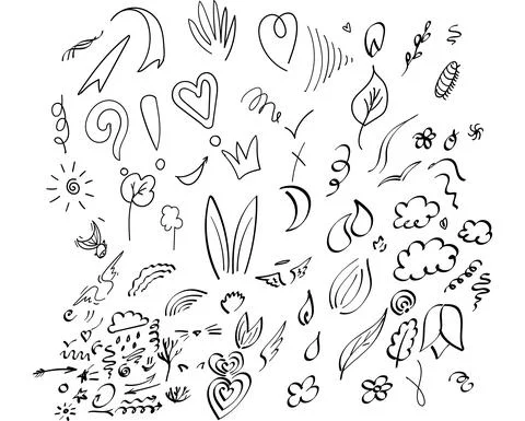 Set abstract elements vector hand drawing element doodle イラスト素材