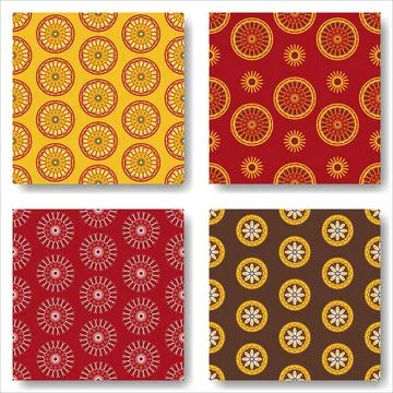 Set of abstract fabric print pattern. Colorful african background vector Stock Illustration