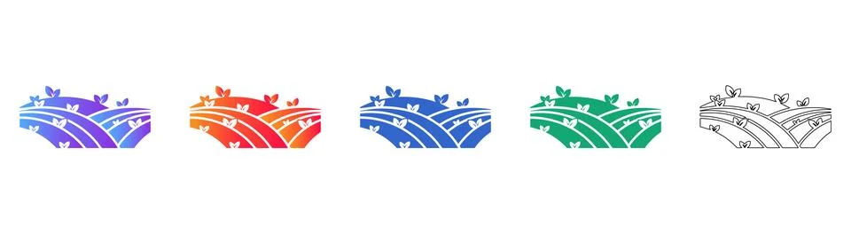 Set of Abstract Farm Field Vector Icons icon set Stock Illustration