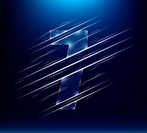 Set of abstract fast speed luxury glass number character 7 seven with blue Stock Illustration