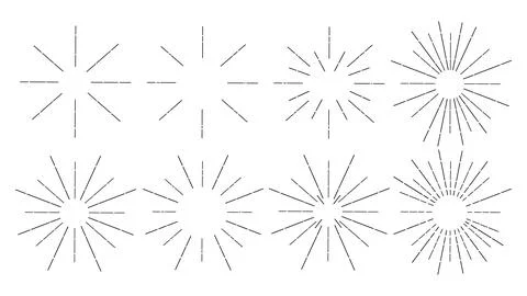 Set of abstract fireworks on a white background, holiday concept Stock Illustration
